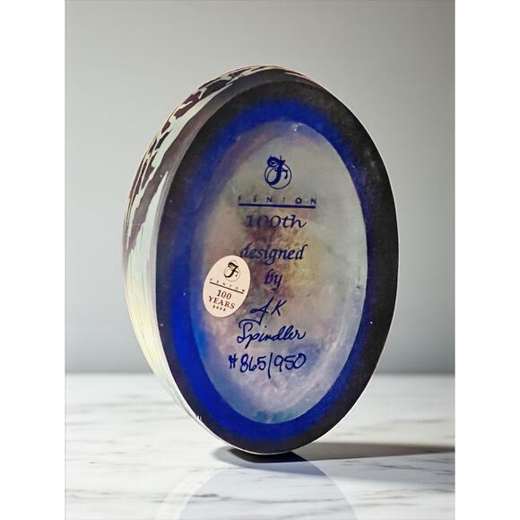 Fenton Favrene Wild Horses Oval Vase-Robin Spindler-Signed Limited Ed-2005-Art - Picture 3 of 8